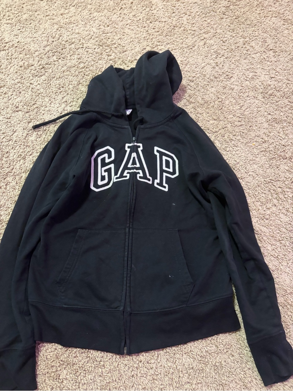 GAP Black Full-Zip Hoodie with White Logo